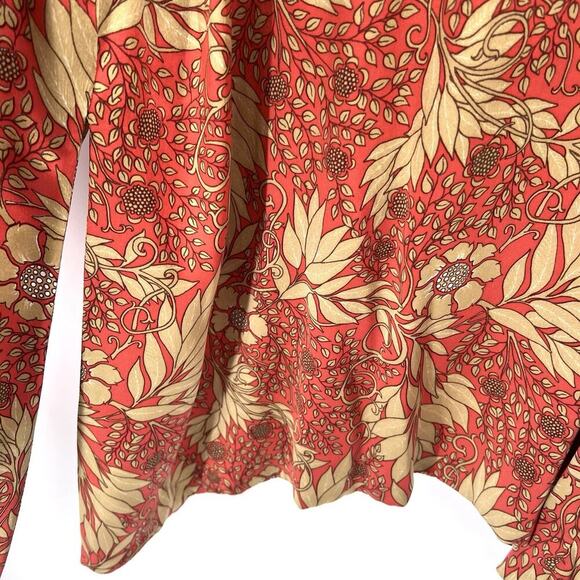 Vintage Custom Boho Colorful Orange Gold Floral Silk Kimono Cardigan - Picture 7 of 7